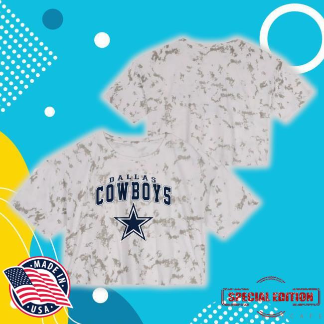 Dallas Cowboys Juniors Beth Camo Dip-Dye T-Shirt - Gray/Navy